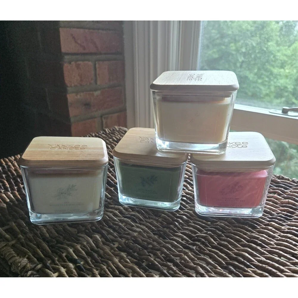 Yankee Candle Well Living Square Jar Wood Lid You Choose the Scent You Want